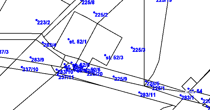 Parcela st. 52/3 v KÚ Šalmanovice, Katastrální mapa