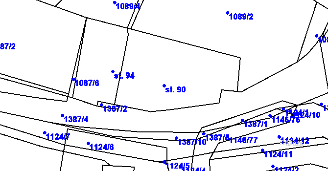 Parcela st. 90 v KÚ Šalmanovice, Katastrální mapa