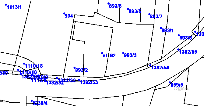 Parcela st. 92 v KÚ Šalmanovice, Katastrální mapa