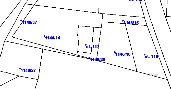 Parcela st. 117 v KÚ Šalmanovice, Katastrální mapa