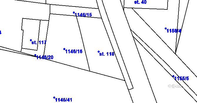 Parcela st. 118 v KÚ Šalmanovice, Katastrální mapa