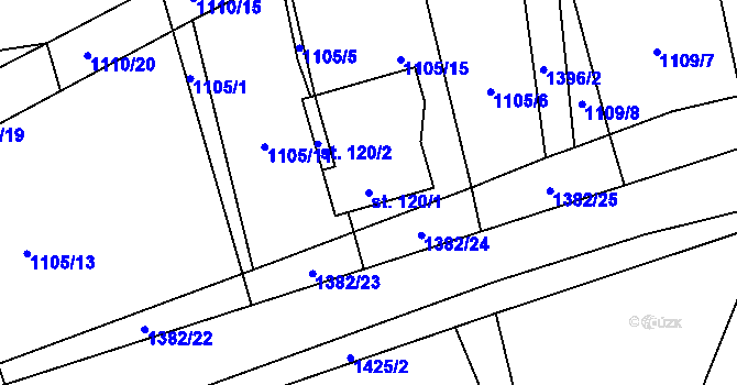 Parcela st. 120/1 v KÚ Šalmanovice, Katastrální mapa
