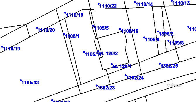 Parcela st. 120/2 v KÚ Šalmanovice, Katastrální mapa