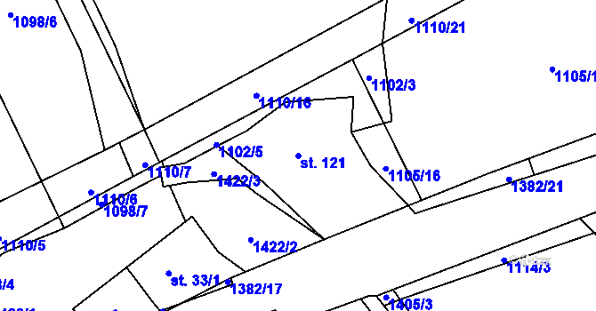 Parcela st. 121 v KÚ Šalmanovice, Katastrální mapa