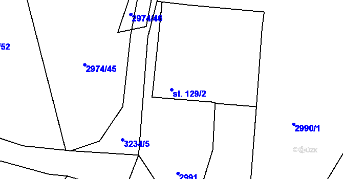 Parcela st. 129/2 v KÚ Šalmanovice, Katastrální mapa