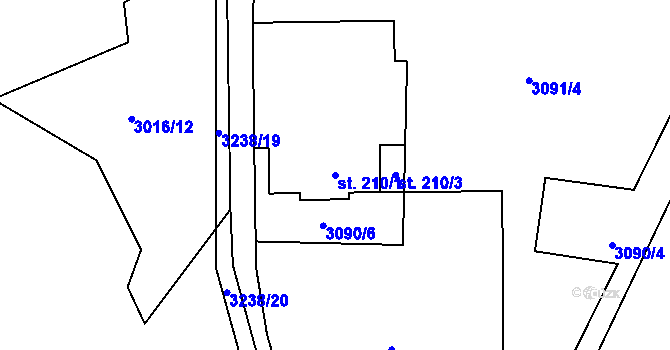 Parcela st. 210/1 v KÚ Šalmanovice, Katastrální mapa