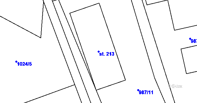 Parcela st. 213 v KÚ Šalmanovice, Katastrální mapa