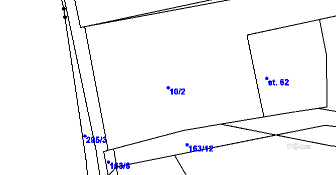 Parcela st. 10/2 v KÚ Šalmanovice, Katastrální mapa