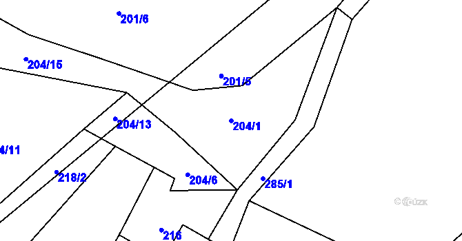 Parcela st. 204/1 v KÚ Šalmanovice, Katastrální mapa