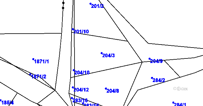 Parcela st. 204/3 v KÚ Šalmanovice, Katastrální mapa