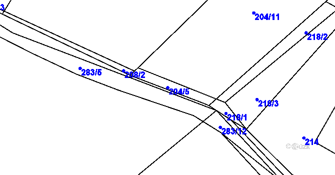 Parcela st. 204/5 v KÚ Šalmanovice, Katastrální mapa