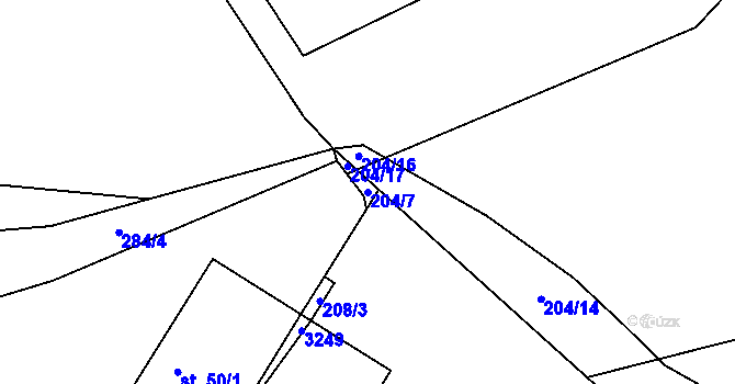 Parcela st. 204/7 v KÚ Šalmanovice, Katastrální mapa