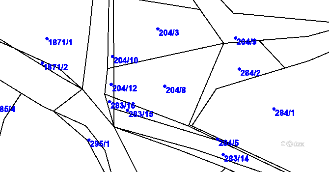 Parcela st. 204/8 v KÚ Šalmanovice, Katastrální mapa