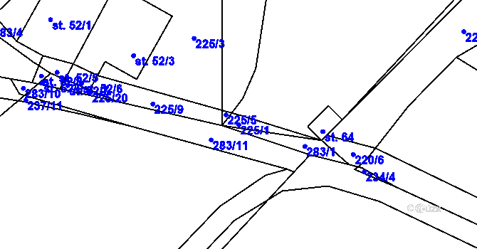 Parcela st. 225/1 v KÚ Šalmanovice, Katastrální mapa