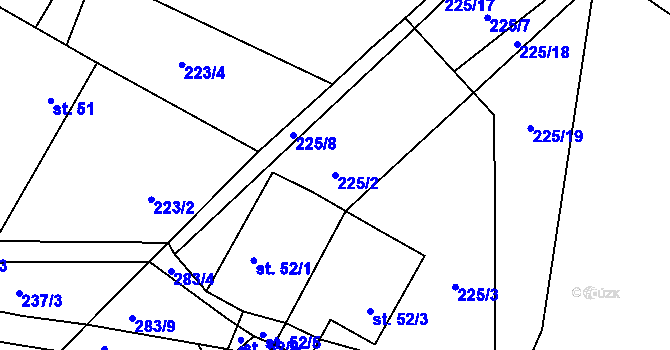 Parcela st. 225/2 v KÚ Šalmanovice, Katastrální mapa