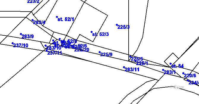 Parcela st. 225/9 v KÚ Šalmanovice, Katastrální mapa