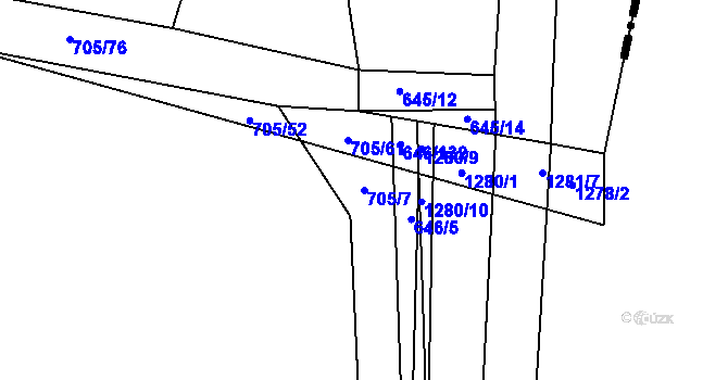 Parcela st. 705/7 v KÚ Šalmanovice, Katastrální mapa