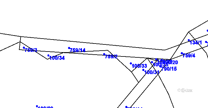 Parcela st. 759/2 v KÚ Šalmanovice, Katastrální mapa