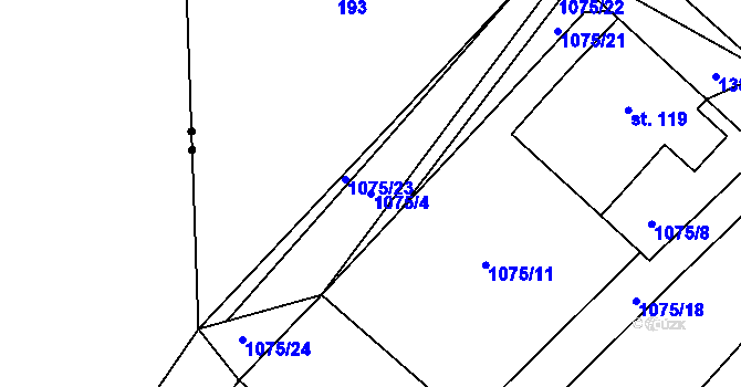 Parcela st. 1075/4 v KÚ Šalmanovice, Katastrální mapa