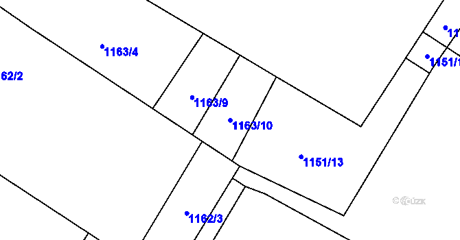 Parcela st. 1163/10 v KÚ Šalmanovice, Katastrální mapa