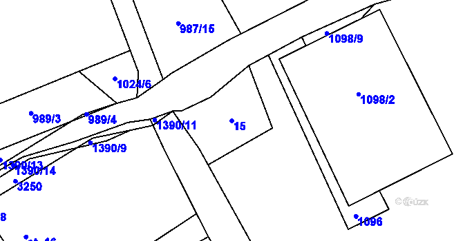 Parcela st. 15 v KÚ Šalmanovice, Katastrální mapa