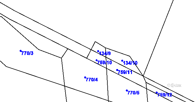Parcela st. 134/9 v KÚ Šalmanovice, Katastrální mapa
