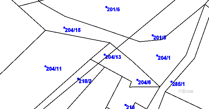 Parcela st. 204/13 v KÚ Šalmanovice, Katastrální mapa