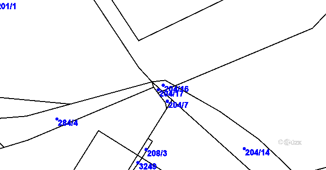 Parcela st. 204/16 v KÚ Šalmanovice, Katastrální mapa