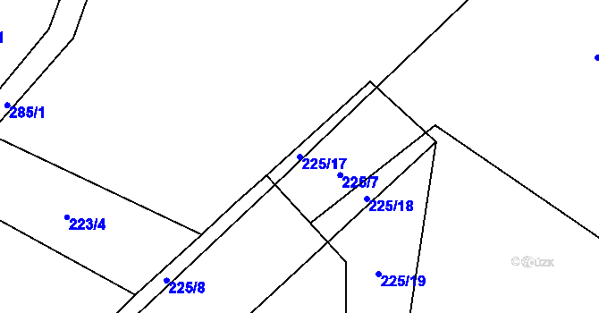 Parcela st. 225/17 v KÚ Šalmanovice, Katastrální mapa