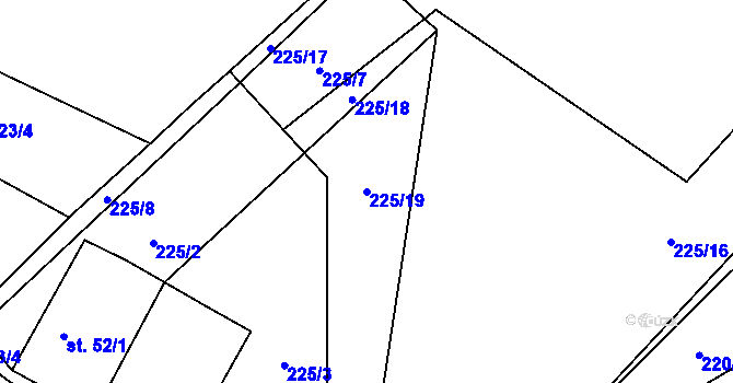 Parcela st. 225/19 v KÚ Šalmanovice, Katastrální mapa