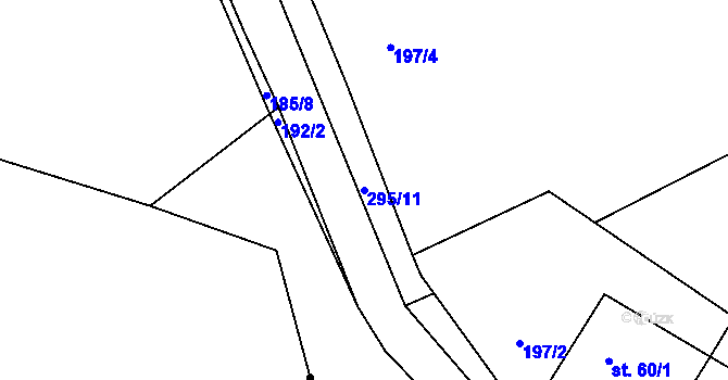 Parcela st. 295/11 v KÚ Šalmanovice, Katastrální mapa