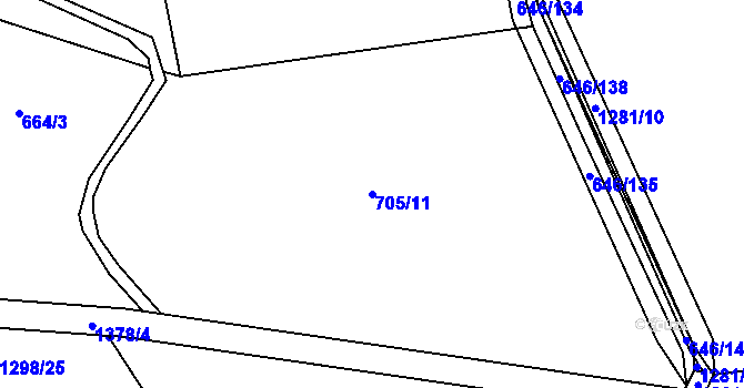 Parcela st. 705/11 v KÚ Šalmanovice, Katastrální mapa