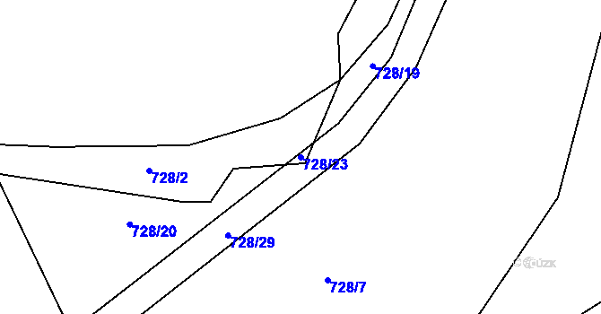 Parcela st. 728/23 v KÚ Šalmanovice, Katastrální mapa