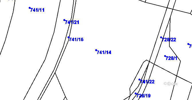 Parcela st. 741/14 v KÚ Šalmanovice, Katastrální mapa