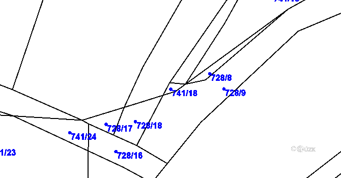 Parcela st. 741/18 v KÚ Šalmanovice, Katastrální mapa