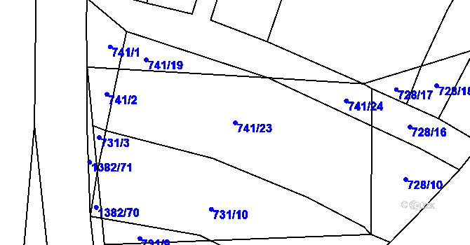 Parcela st. 741/23 v KÚ Šalmanovice, Katastrální mapa