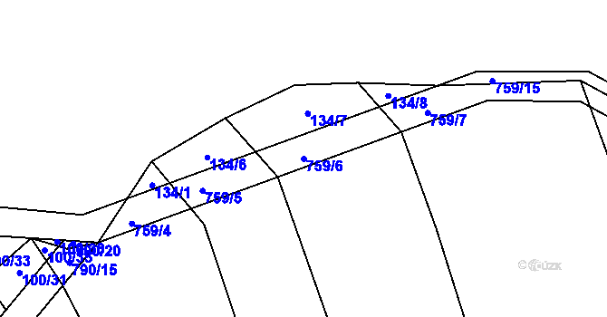 Parcela st. 759/6 v KÚ Šalmanovice, Katastrální mapa