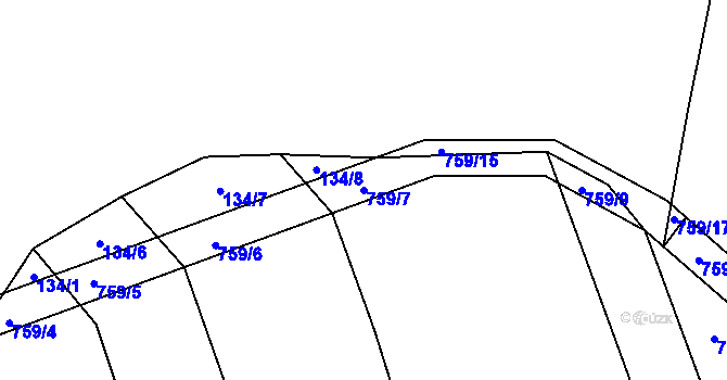 Parcela st. 759/7 v KÚ Šalmanovice, Katastrální mapa