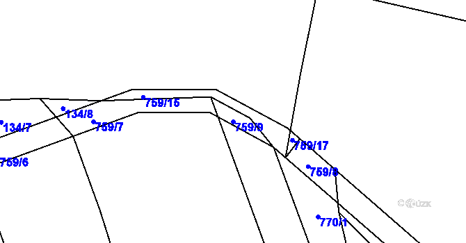 Parcela st. 759/9 v KÚ Šalmanovice, Katastrální mapa