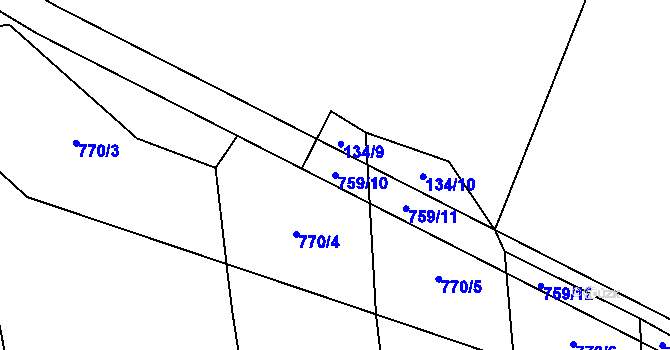 Parcela st. 759/10 v KÚ Šalmanovice, Katastrální mapa
