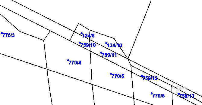 Parcela st. 759/11 v KÚ Šalmanovice, Katastrální mapa