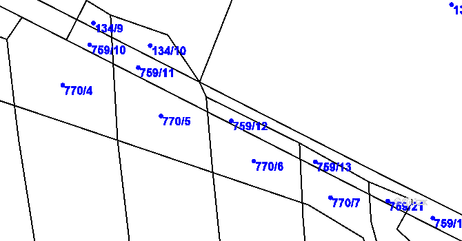 Parcela st. 759/12 v KÚ Šalmanovice, Katastrální mapa