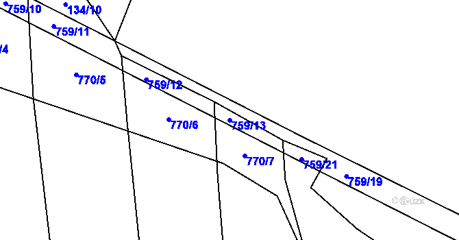 Parcela st. 759/13 v KÚ Šalmanovice, Katastrální mapa