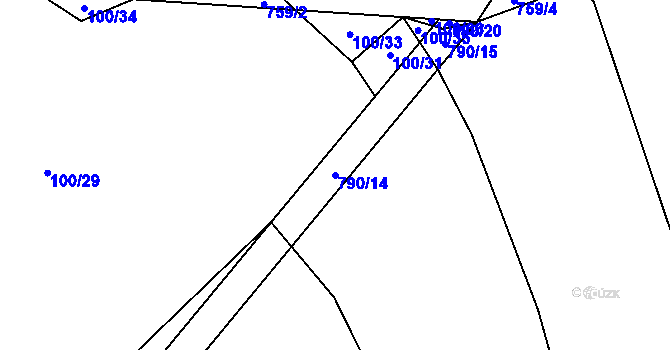 Parcela st. 790/14 v KÚ Šalmanovice, Katastrální mapa