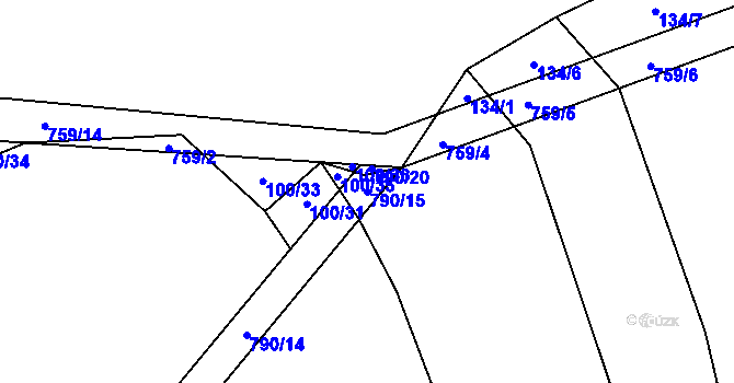 Parcela st. 790/15 v KÚ Šalmanovice, Katastrální mapa