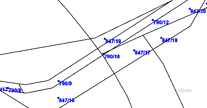 Parcela st. 790/18 v KÚ Šalmanovice, Katastrální mapa