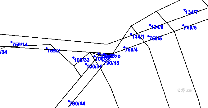 Parcela st. 790/20 v KÚ Šalmanovice, Katastrální mapa