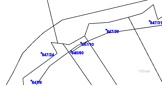 Parcela st. 847/10 v KÚ Šalmanovice, Katastrální mapa