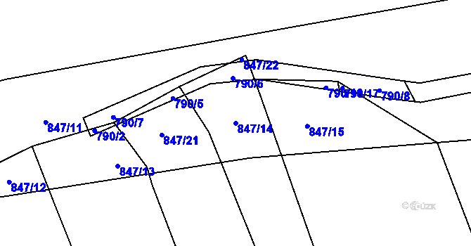Parcela st. 847/14 v KÚ Šalmanovice, Katastrální mapa