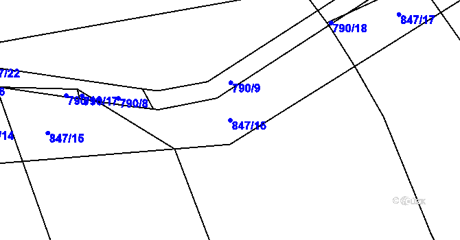 Parcela st. 847/16 v KÚ Šalmanovice, Katastrální mapa